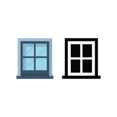 Obraz premium Home window icon set with glass panes and frame, architecture symbol for real estate flyers, renovation guides, interior design projects