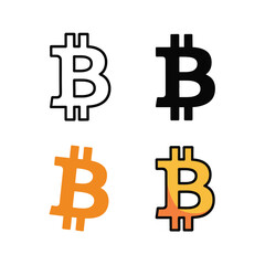 Obraz premium Cryptocurrency icons set, bitcoin symbol variations, digital coin graphic, blockchain meetup poster, fintech conference badge, crypto trading class session vector
