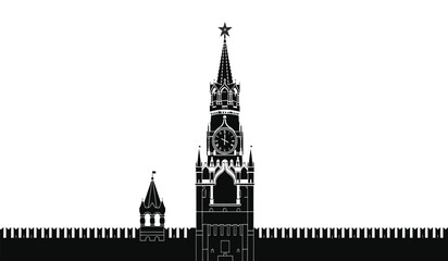 Obraz premium A striking depiction showcases the spires of moscow s kremlin against a stark white background creating a powerful silhouette high quality professional detailed modern