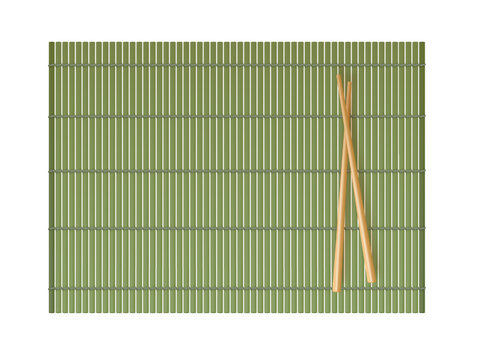 Asian bamboo sushi rolling mat. Traditional Japanese cooking tool. Vector