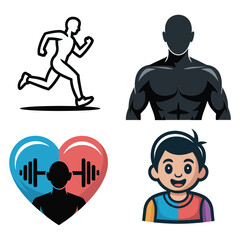 Fototapeta premium Bodybuilding torso icon, strength training symbol, gym workout poster, youth fitness program, wellness seminar, sports coaching session, vector illustration design