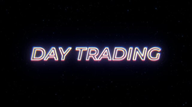  Day Trading Neon Sign Text with Classic Retro Theme