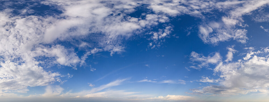 Expansive Blue Sky With Scattered White Clouds Over Distant Horizon &mdash; Cloudscape Panoramic View