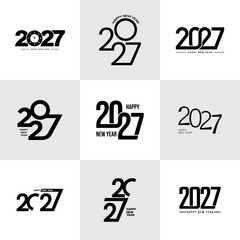 Big Set of 2027 New Year Logo Design.