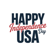 Obraz premium Happy independence day usa lettering, patriotic greeting typography, national holiday message, celebration poster, banner template, social media graphic, vector illustration