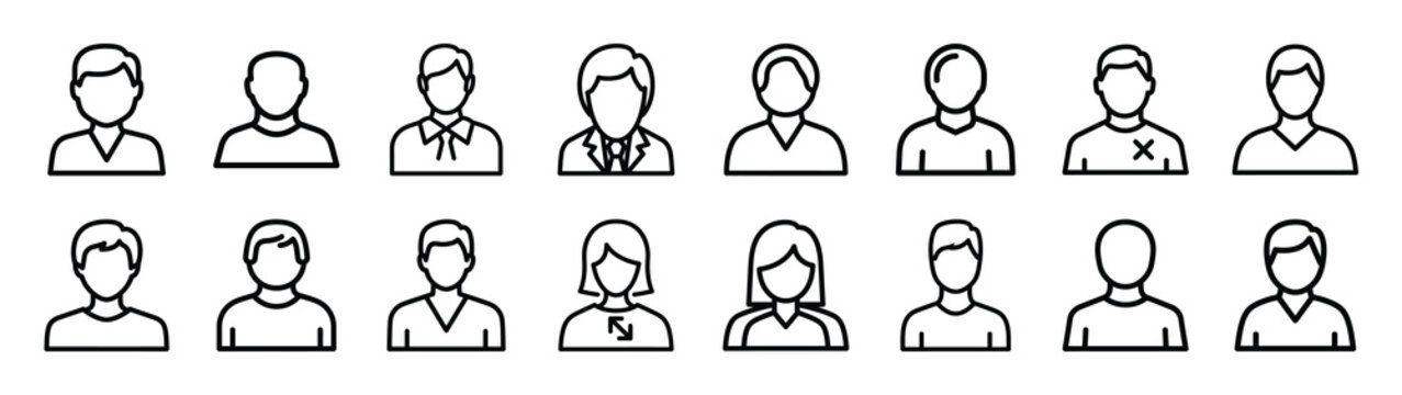 subscriber network minimalist black outline vector illustration icon set collection.