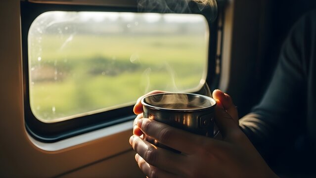 A festive seamless pattern featuring steaming mugs wrapped in cozy knitted sweaters and snowflakes