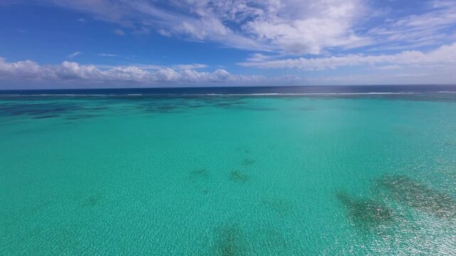 Ocean water filmed with an FPV aerial drone in San Pedro, Belize during summer