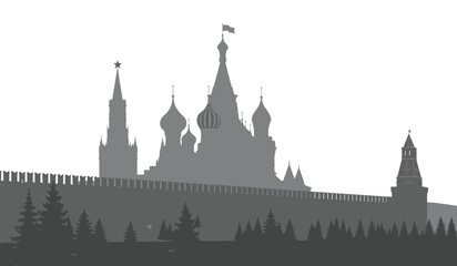 Fototapeta premium A striking black and white depiction of saint basil s cathedral in moscow russia presented as a bold silhouette high quality professional detailed modern