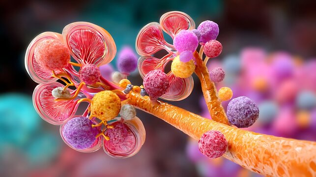 3d medical illustration of nephron damage in chronic kidney disease with glomeruli and tubules