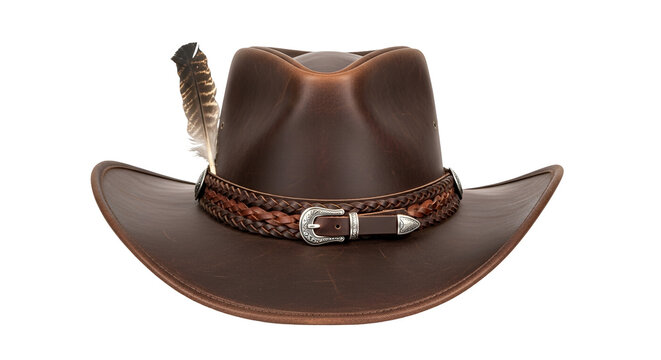 Elegant brown cowboy hat with decorative silver concho embellishments