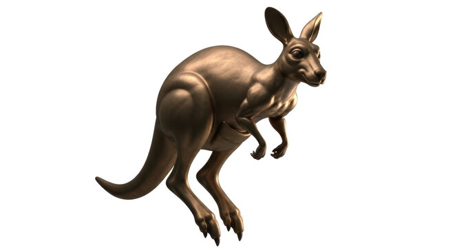 Bronze kangaroo sculpture in mid-leap