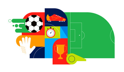 Geometric background for soccer World Championship 2026. Modern colorful football competition design. © Marina Zlochin