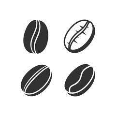 Fototapeta premium Coffee bean illustrations - Four different coffee bean designs in black and white.