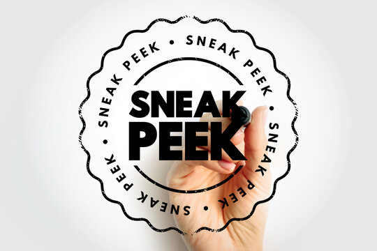 SNEAK PEEK stamp graphic featuring bold central text layered over a hand holding a marker, creating a preview-themed visual ideal for announcements, teasers, promotions, or early-access content