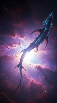 Cosmic Leviathan Swimming Through Nebula.