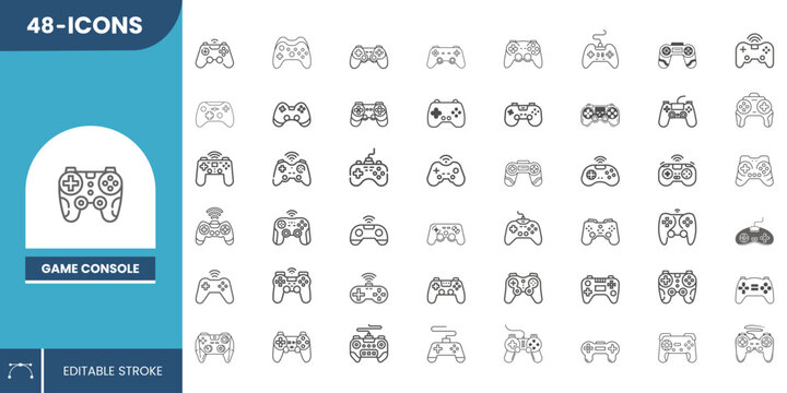 Game Console Icon Set &ndash; Editable Vector Icons for Gaming Devices, Controllers, Entertainment Systems and Digital Play UI