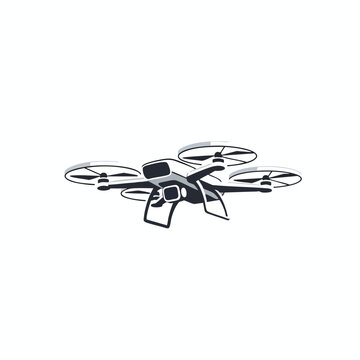 Modern Drone Flying Over a Bright White Background for Aerial Photography and Technology Innovators