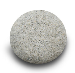 Smooth, round stone with soft color and faint gray veining. Stone isolated on white transparent...