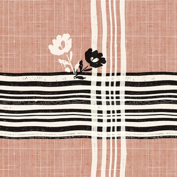 Modern Floral on Linen Seamless Repeat