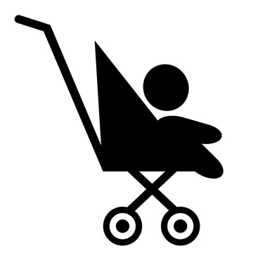 Baby in stroller black silhouette