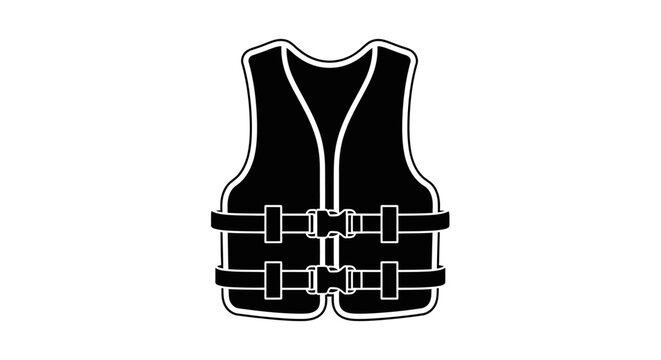 Black life vest isolated on white a striking silhouette