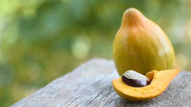 Canistel or Pouteria campechiana (Kunth) Baehni fruits on natural background.