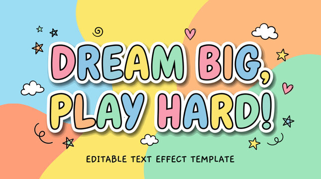 Cute Doodle Text Effect Editable Bubble Cartoon Typography Fun Playful Font Style Template