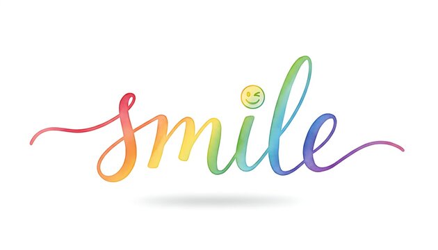 Colorful Smile Script with Wavy Rainbow Lettering