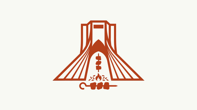 Azadi Tower Logo with Kebab Iranian Symbol