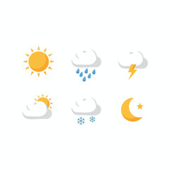 Obraz premium Meteorological Weather Symbols for Climate and Forecasting