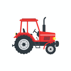 Obraz premium Bright Red Tractor Illustration for Agriculture and Farming Themes