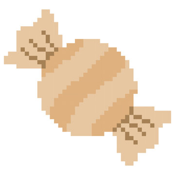 Brown Pixel Candy Sweet Vector Cute 8 Bit Retro Candy Illustration