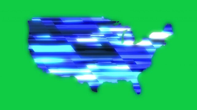 United States of America USA mainland blue news headline effect map pop animation green background
