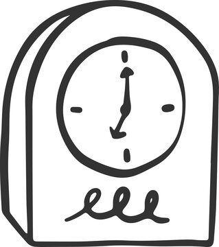 Desk Clock Doodle Illustration