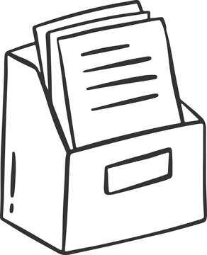 Files in a Box Doodle Illustration