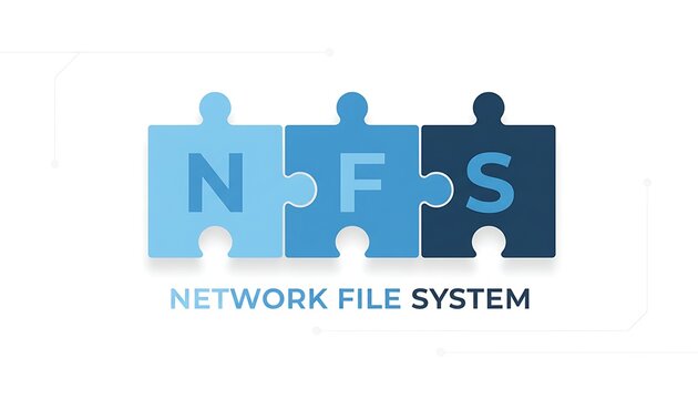Modern Network File System Logo with Blue Puzzle Pieces