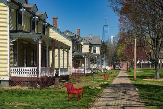 Nolan Park is a shady, four-acre green space crisscrossed by brick paths and surrounded by stately 19th-century brick and wood-frame houses.