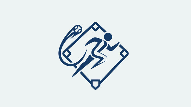 Baseball Player Running Towards Home Plate Logo