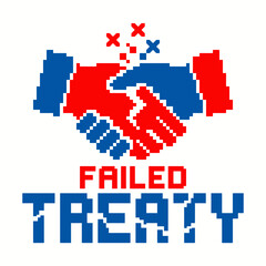 Fototapeta premium Failed Treaty Icon Represents Diplomacy Failure with Shaking Hands