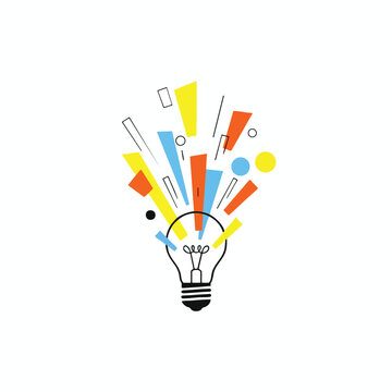Creative Light Bulb with Colorful Abstract Elements for Innovation and Ideas
