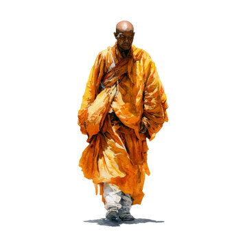 Buddhism - monk watercolor object isolated png.