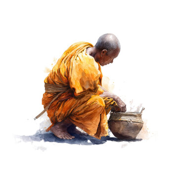Buddhism - theravada watercolor object isolated png.