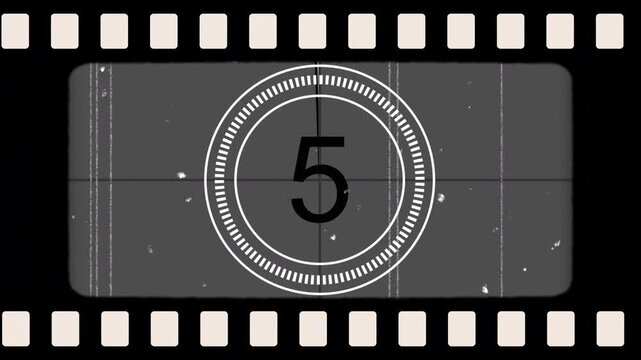 Countdown vintage film old retro timer 10 to 0