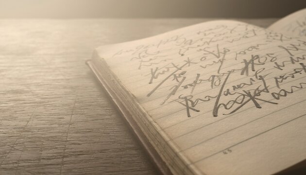 Open Journal with Handwritten Notes and Copy Space