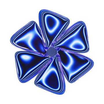 3D Macro Render of an Abstract Glass Pinwheel Structure with Deep Blue Linear Refractions