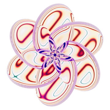 3D Macro Render of an Ornate Prismatic Crystal Geometry with Cream and Violet Marble Contours