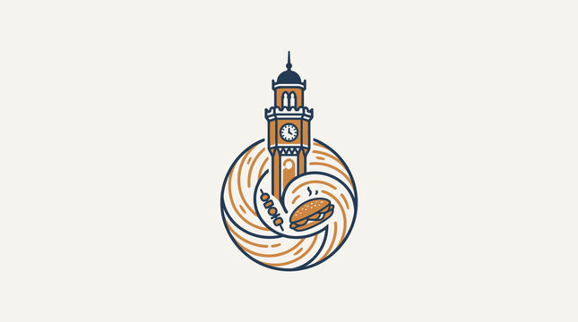 Stylized Clock Tower with Circular Design