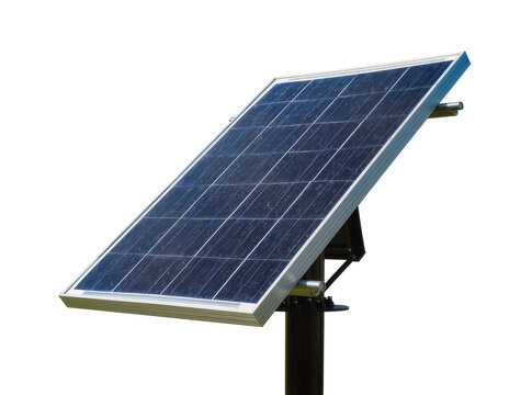 Isolated photovoltaic solar panel on a mounting pole producing clean renewable energy