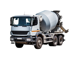 Isolated modern heavy-duty white concrete mixer truck used for construction industry © Francisco